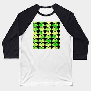 Ginkgo Leaves Green and Yellow on Black 5748 Baseball T-Shirt